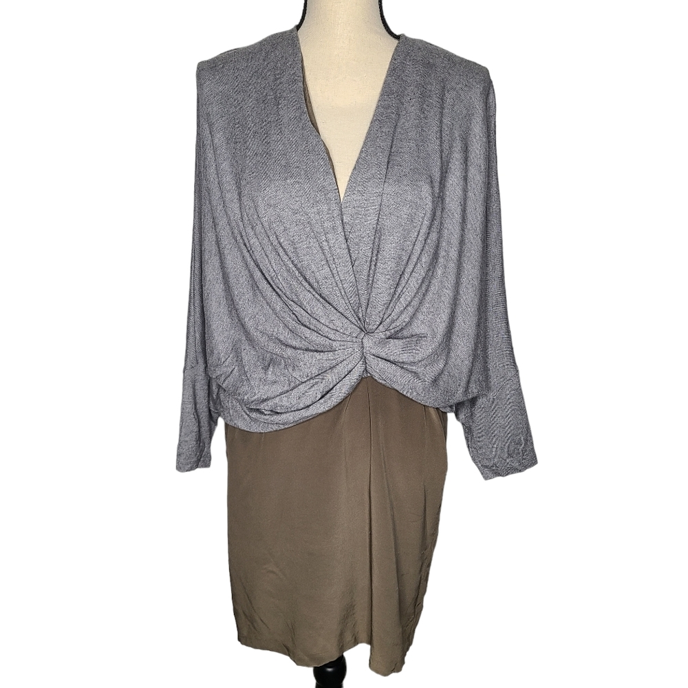 Thakoon Twist Front Sweater Combo Silk Dress X-Small